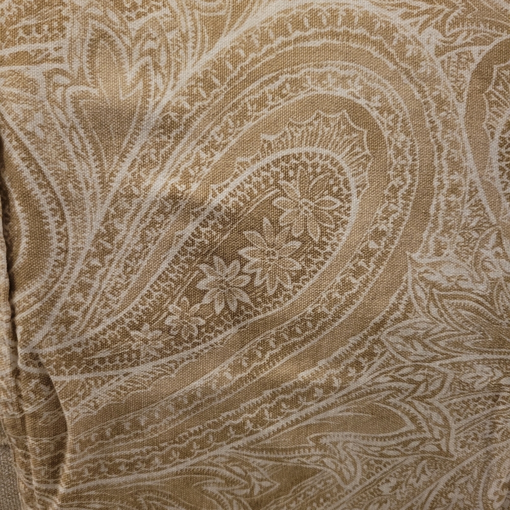 Beige Tablecloth Cotton Paisley Tone On Tone Cream Beige - Picture 1 of 7